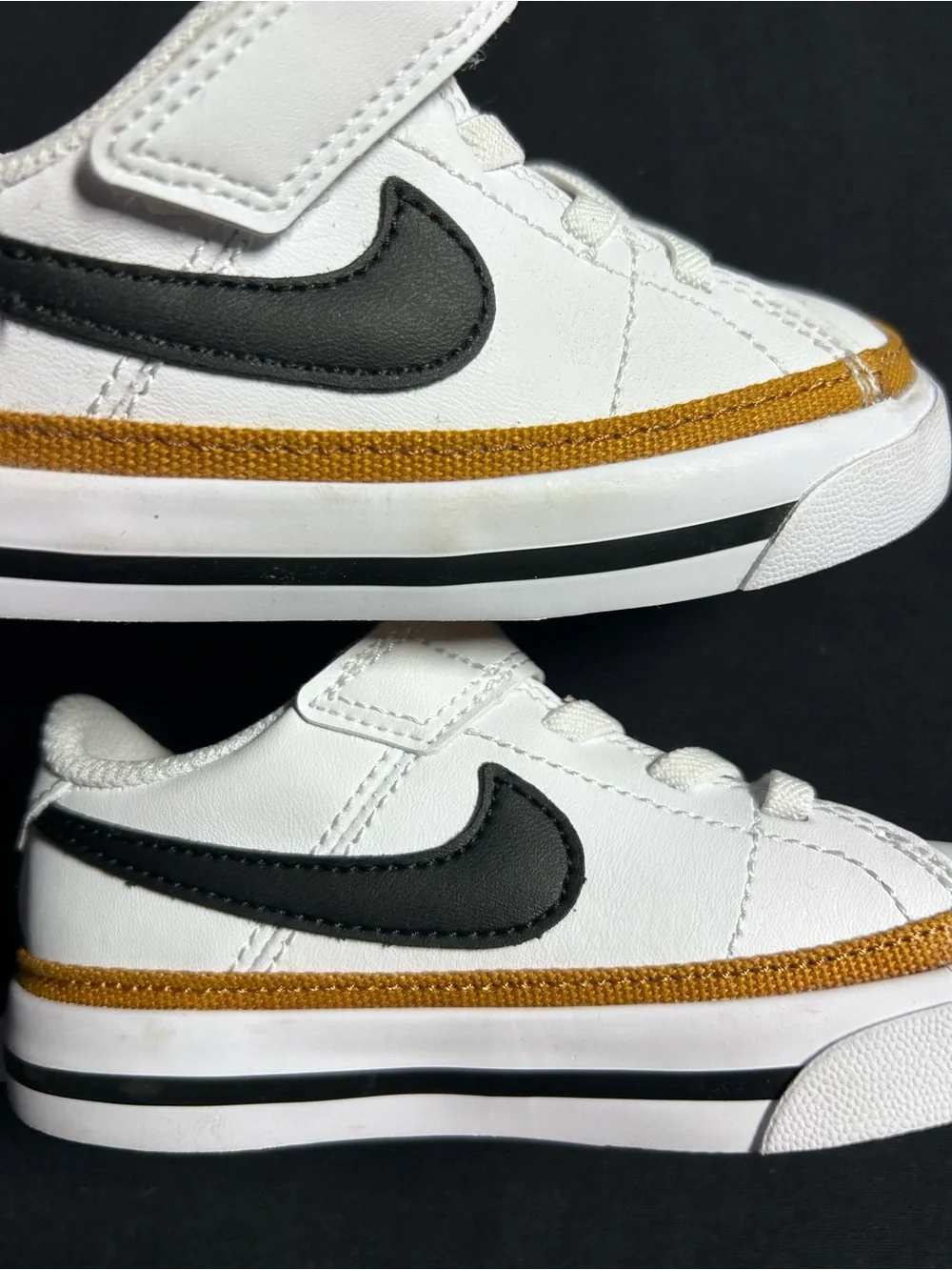 NWOB Nike Court Legacy Toddler Size 7C White Desert Ochre Brown Sneakers Leather